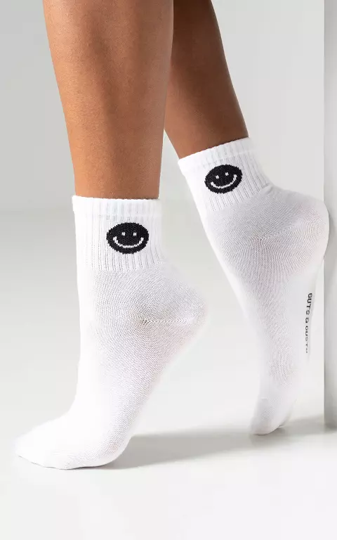 Socken mit Smiley weiß schwarz