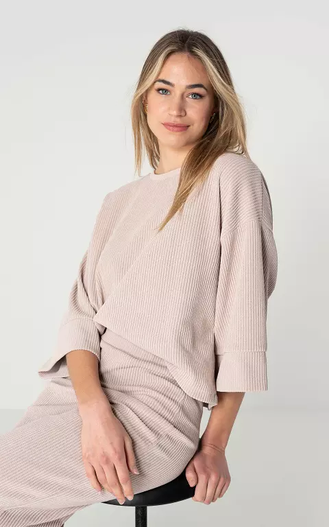 Corduroy top with wide sleeves taupe