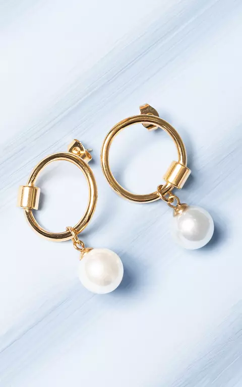 Earrings with pearl gold white