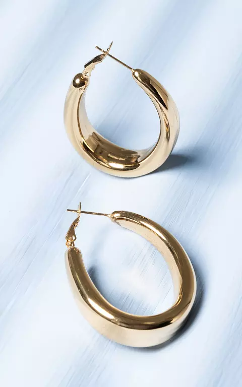Oval hoop earrings made of stainless steel gold