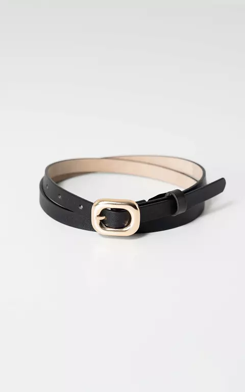 Small leather belt black gold