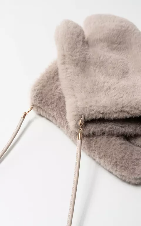 Faux Fur Fäustlinge taupe