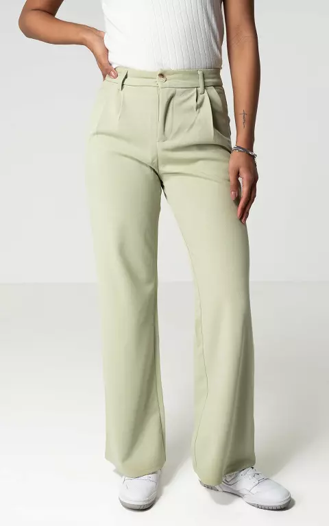Basic wide leg trousers light green