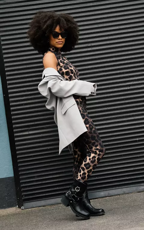 Leopard print legging met elastische band leopard