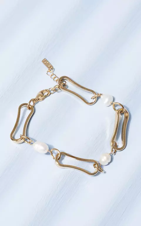 Adjustable bracelet made of stainless steel  gold white