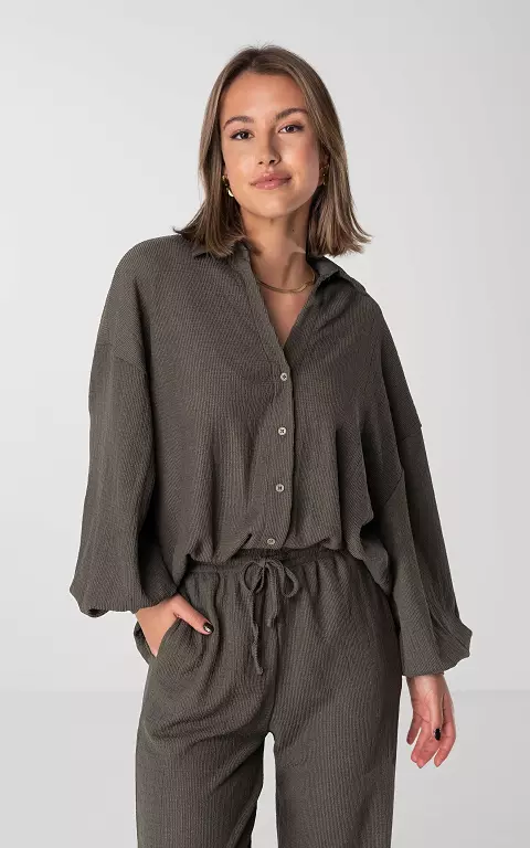 Oversized Bluse mit Knöpfen taupe