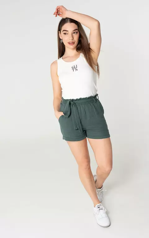 Cotton shorts with bow detail dark green