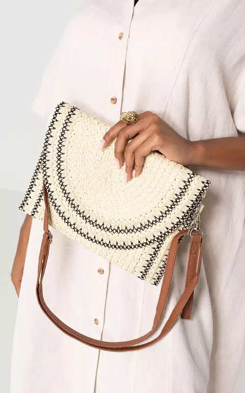 Bag with embroidered details beige black