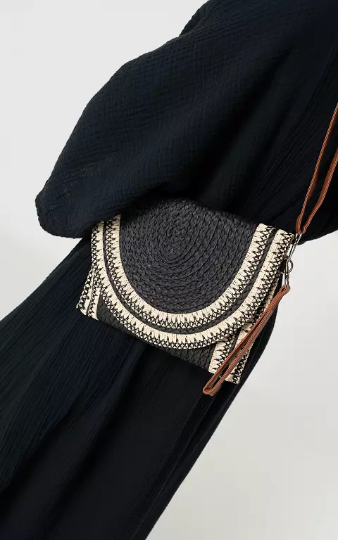 Bag with embroidered details black beige