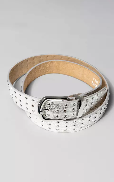 Leather belt with studs silver silver