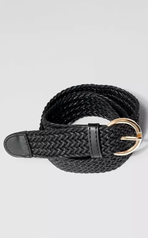 Braided belt with gold-coloured details black gold