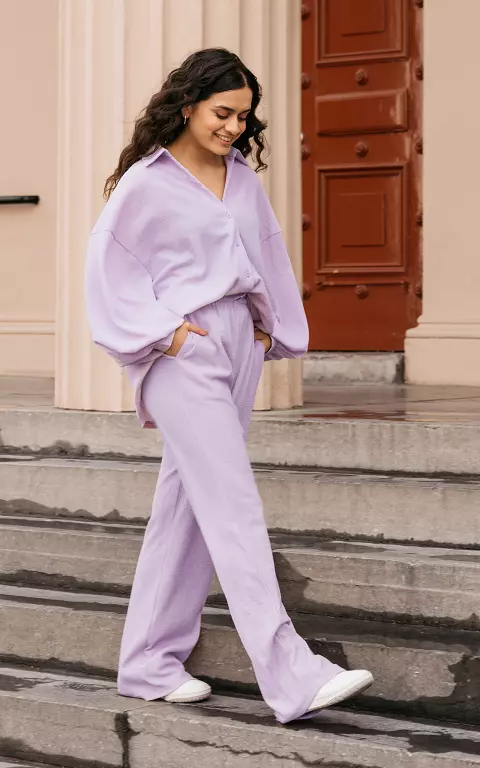 Wide leg trousers with tie lilac