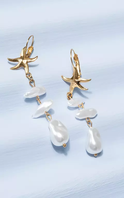 Ohrringe mit Perlen-Anhänger gold weiß