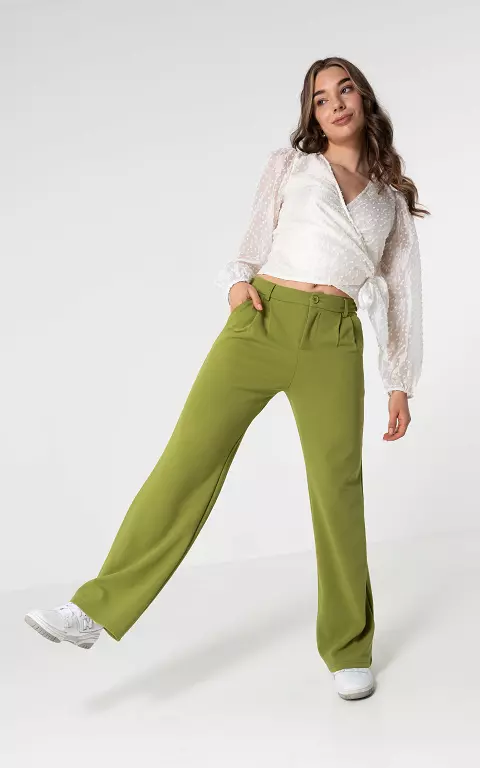 Basic wide leg trousers lime green
