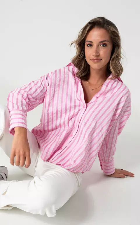 Blouse with striped pattern light pink pink