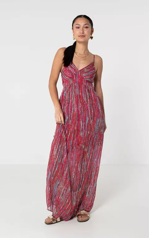 Maxi dress with adjustable straps red green