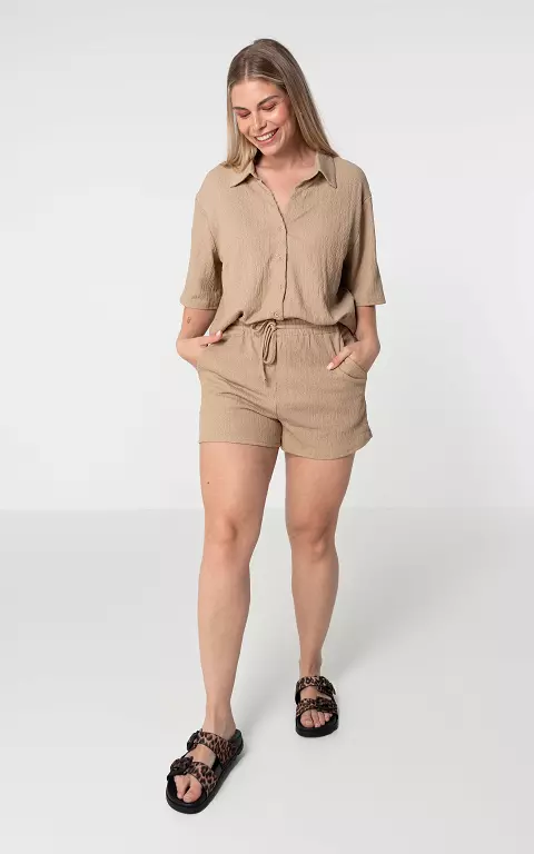 Shorts with elastic band light brown