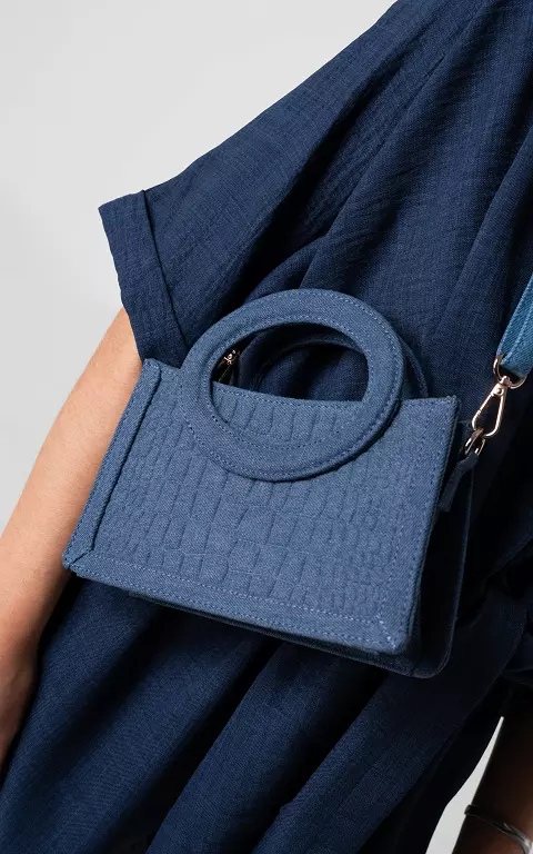 Denim look tas met verstelbaar hengsel blauw