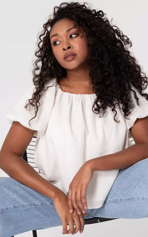 Top met strikdetail wit
