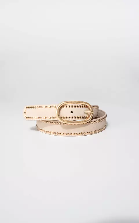 Suede belt with studs beige gold