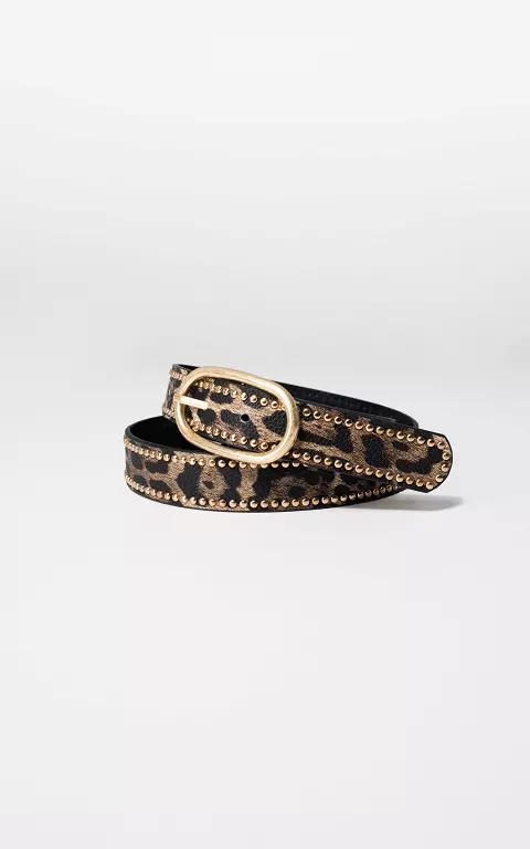 Suede belt with studs leopard