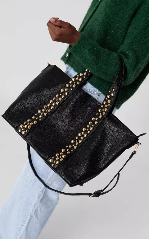 Tas met goudkleurige studs zwart