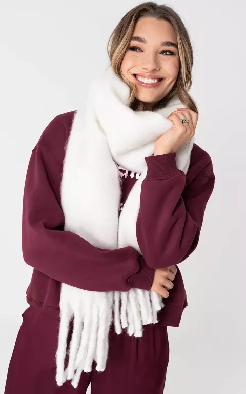 Shawl met franjes wit