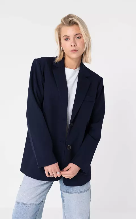 Oversized Blazer mit dekorativen Taschen dunkelblau