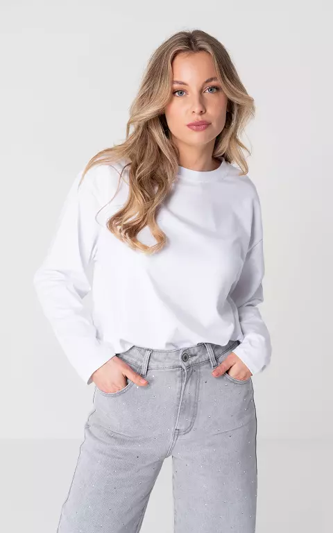 Kurzes Basic Longsleeve weiß