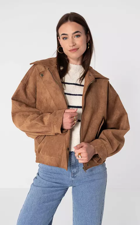 Suede look jacket brown