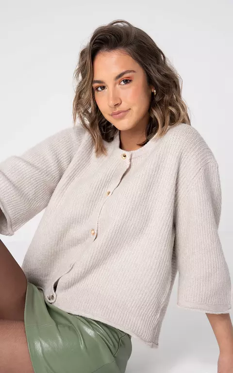 Cardigan with half-long sleeves beige