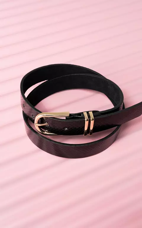 Leren riem met gesp zwart goud