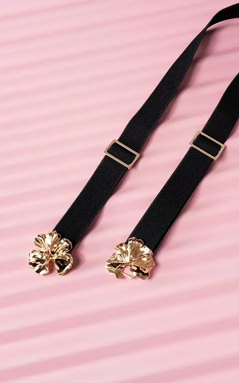 Elastischer Gürtel mit Schnalle schwarz gold