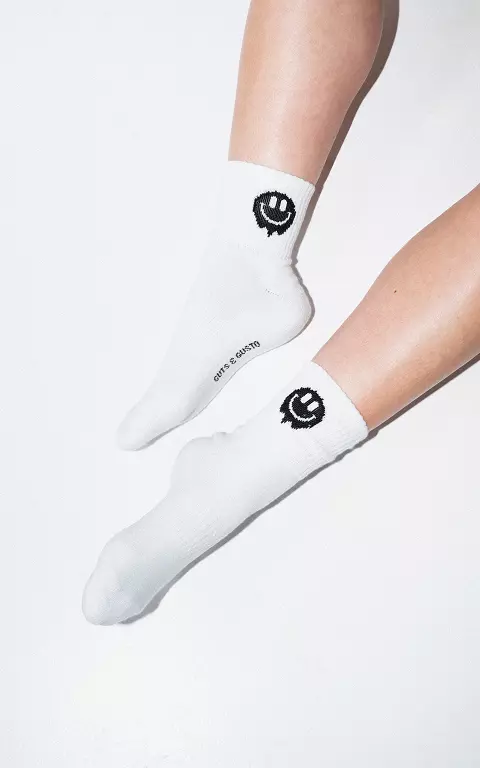 Sport socks 'smiley' white black