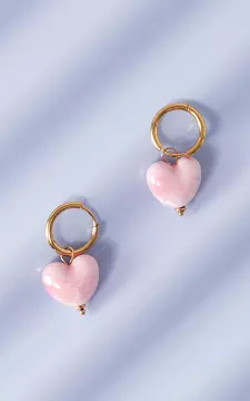 Oorbellen met hart | Goud Lichtroze | Guts & Gusto