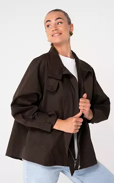 Korte trenchcoat | Donkerbruin | Guts & Gusto
