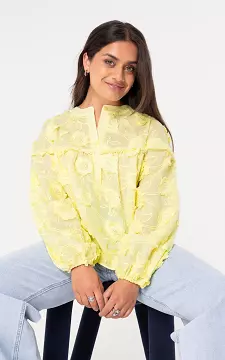 Transparente Bluse mit Stickerei | Gelb | Guts & Gusto