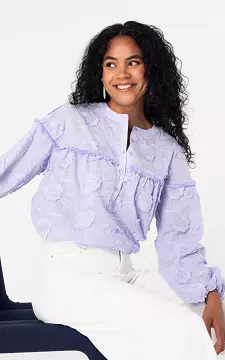 Transparente Bluse mit Stickerei | Flieder | Guts & Gusto