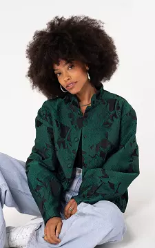 Jacquard bomber | Donkergroen | Guts & Gusto