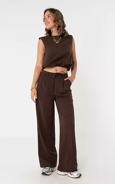 Wide leg broek | Donkerbruin | Guts & Gusto
