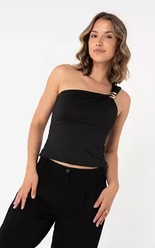 One shoulder top | Zwart | Guts & Gusto
