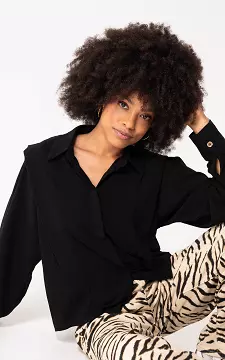 Bluse mit Knopfleiste  | Schwarz | Guts & Gusto