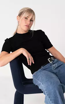 Ronde hals top | Zwart | Guts & Gusto