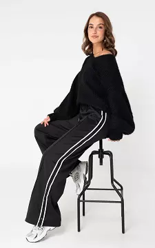 Trousers with stripe | Black White | Guts & Gusto