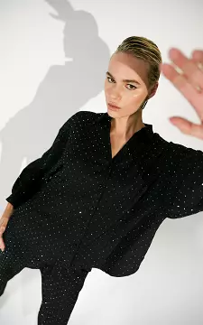 Oversized Bluse mit Strasssteinen | Schwarz | Guts & Gusto