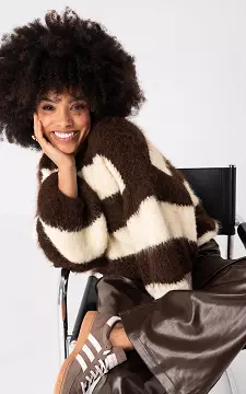 Pullover mit Rundhalsausschnitt | Dunkelbraun Creme | Guts & Gusto