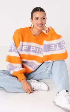 Strickpullover mit Text | Orange Flieder | Guts & Gusto