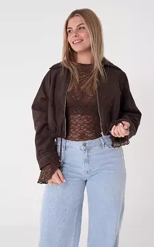 Suède look jas | Donkerbruin | Guts & Gusto