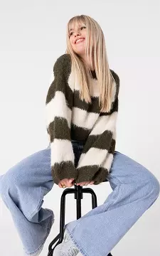 Pullover mit Rundhalsausschnitt | Dunkelgrün Creme | Guts & Gusto