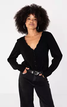 Blouse met glitter | Zwart | Guts & Gusto